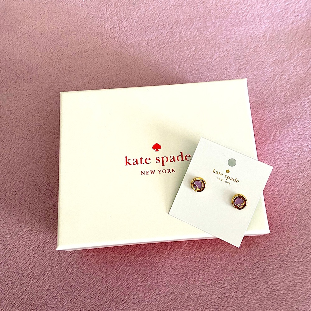 Brand New Kate Spade Gold&Purple “Spade” Earrings